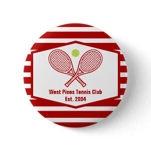 Custom Tennis Country Club Red Striped Button