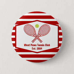 Custom Tennis Country Club Red Striped Button