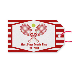 Custom Tennis Country Club Red Striped Gift Tags