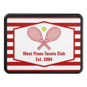 Custom Tennis Country Club Red Striped Hitch Cover