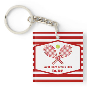Custom Tennis Country Club Red Striped Keychain