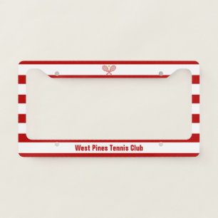 Custom Tennis Country Club Red Striped License Plate Frame