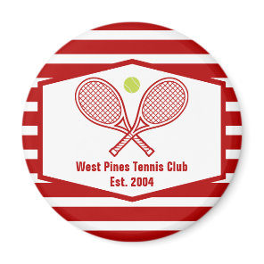 Custom Tennis Country Club Red Striped Magnet