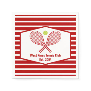 Custom Tennis Country Club Red Striped Napkins