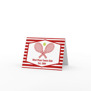 Custom Tennis Country Club Red Striped Note Card