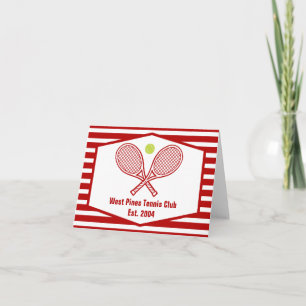 Custom Tennis Country Club Red Striped Note Card