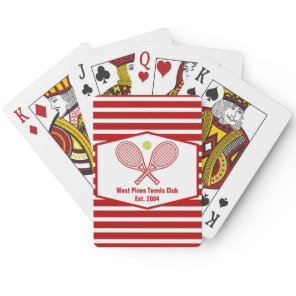 Custom Tennis Country Club Red Striped Poker Cards