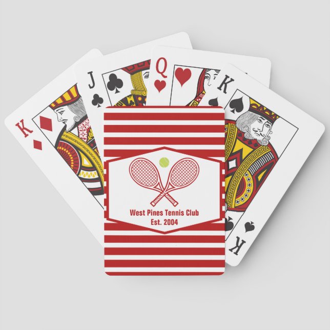 Custom Tennis Country Club Red Striped Poker Cards (Back)