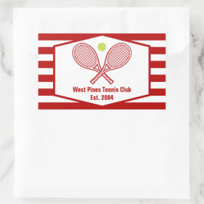 Custom Tennis Country Club Red Striped Rectangular Sticker