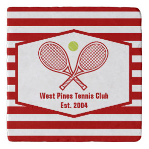 Custom Tennis Country Club Red Striped Trivet