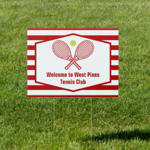 Custom Tennis Country Club Red Striped Yard Sign
