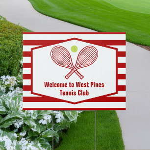 Custom Tennis Country Club Red Striped Yard Sign
