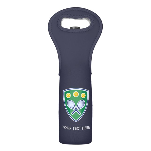 Custom tennis gifts | Chic wine bottle tote bags (Front)