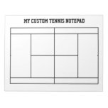 Custom tennis lessons notepad with court layout