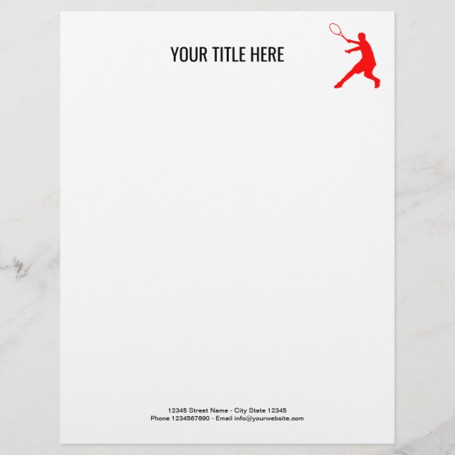 Custom tennis letterhead for player and coach (Front)