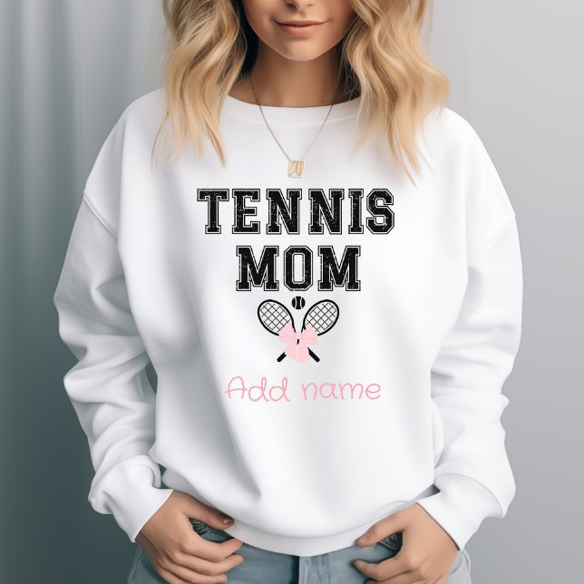 Custom Tennis Mom with Pink Bow & Rackets Sweatshirt (Creator Uploaded)