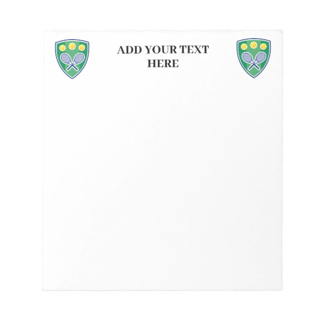 Custom tennis notepad for player, coach and club (Front)