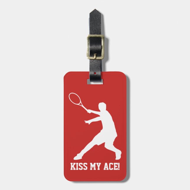 Custom tennis player gift travel luggage tag (Front Vertical)