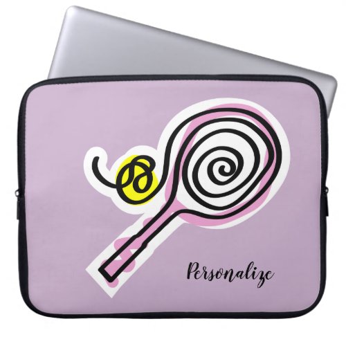Custom tennis player gifts _ Pink racket and ball Laptop Sleeve