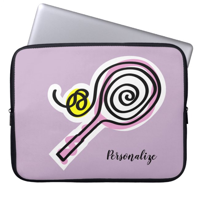Custom tennis player gifts - Pink racket and ball Laptop Sleeve (Front)