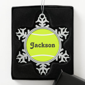 Custom Tennis Player or Team Name/Text Sports Snowflake Pewter Christmas Ornament