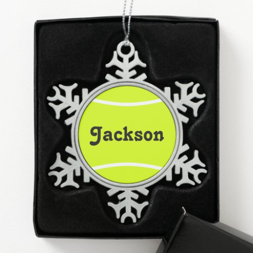 Custom Tennis Player or Team Name/Text Sports Snowflake Pewter Christmas Ornament