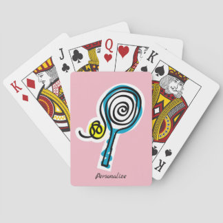 Custom tennis racket and ball design playing cards