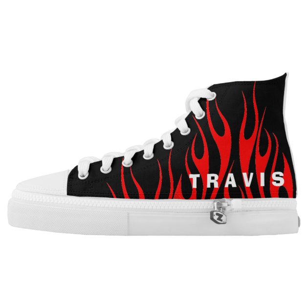 Custom Tennis Shoes - Fire Name Black 