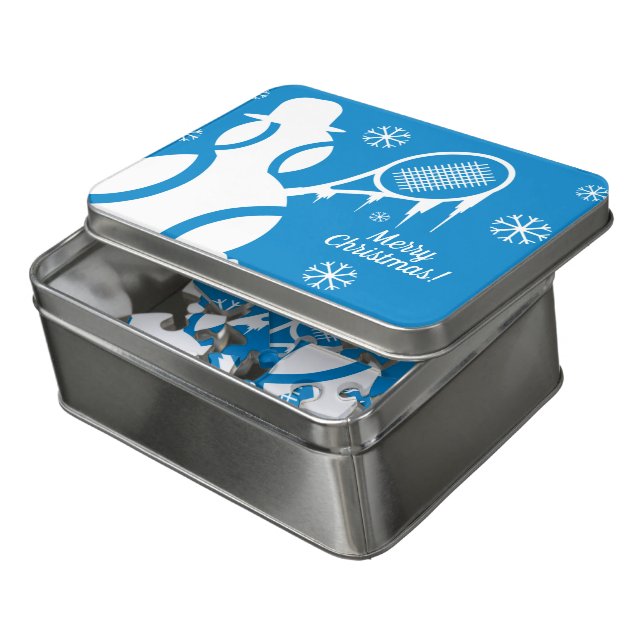 Custom tennis snowman Christmas Acrylic Puzzle (Lid Open)