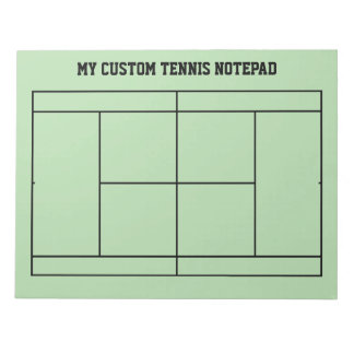 Custom tennis strategy notepad with court layout