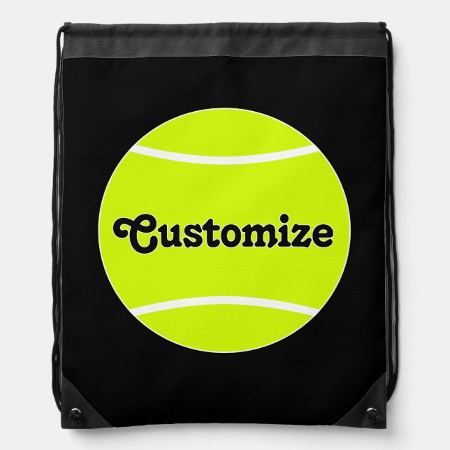 Custom Tennis Team Name or Text Tennis Player Drawstring Bag (Front)