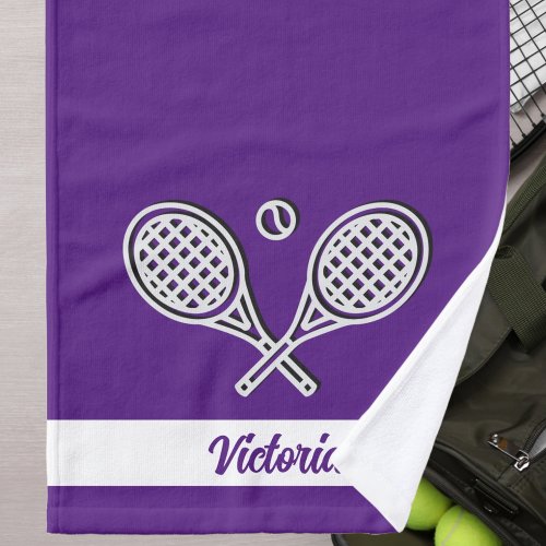 Custom Tennis Theme Monogrammed Name Tennis Ball Hand Towel