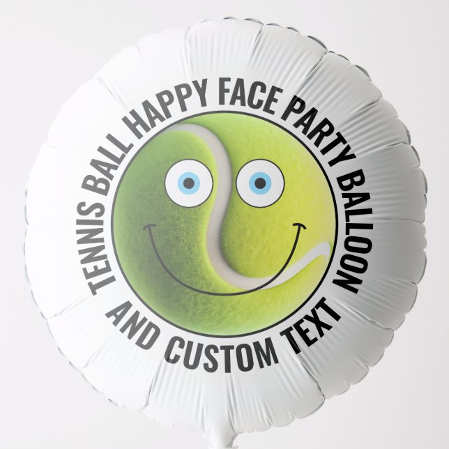 Custom Tennis Theme Party BLUE EYES Happy Face 22" Balloon (Front)