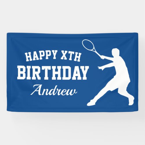 Custom tennis themed Happy Birthday party banner