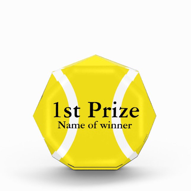 Custom tennis trophy award for tournament winner (Front)