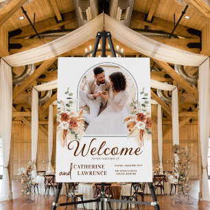 Custom Terracotta Boho Photo Wedding Welcome Sign
