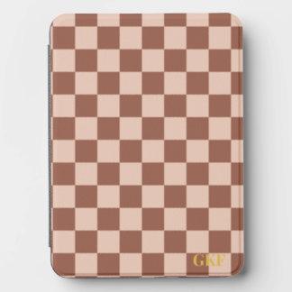 Custom Terracotta Checkerboard Monogram Kindle Cover