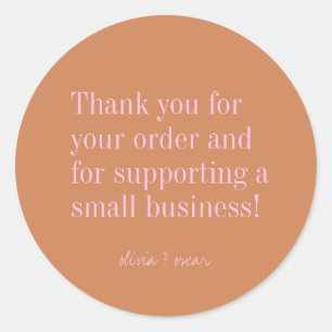 Custom Terracotta Small Business Thank You Orders Classic Round Sticker