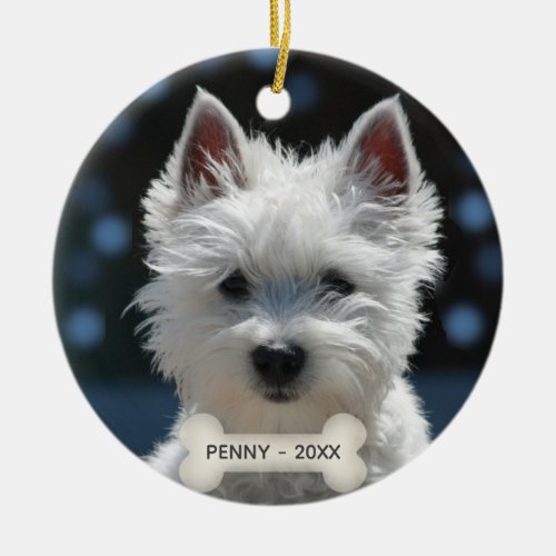 Custom Terrier Puppy Dog Photo Ceramic Ornament
