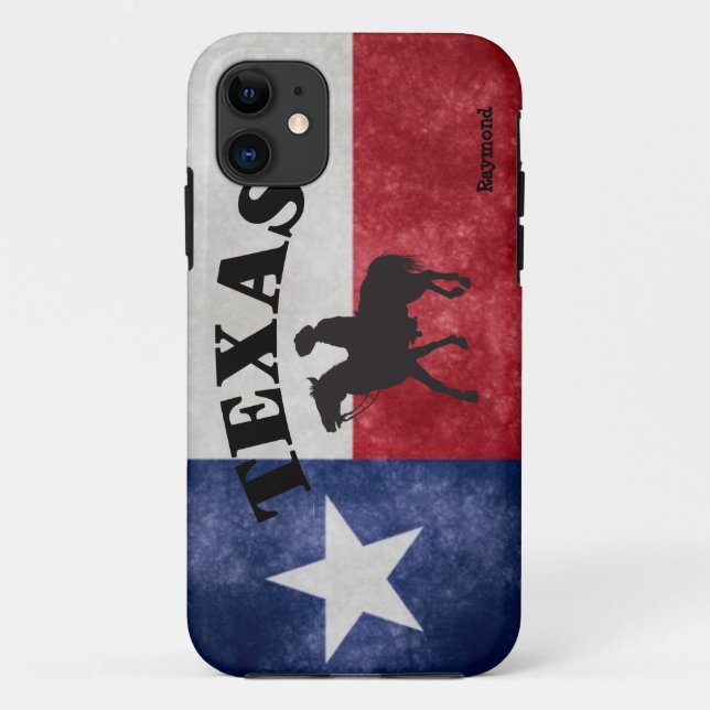 Custom Texas Flag And Cowboy Case-Mate iPhone Case (Back)