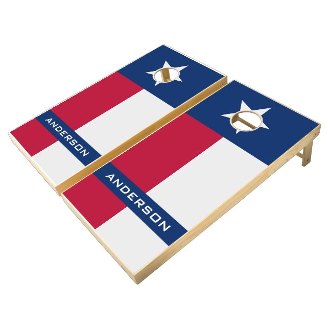 Custom Texas Flag-Inspired Cornhole Set (Angled)