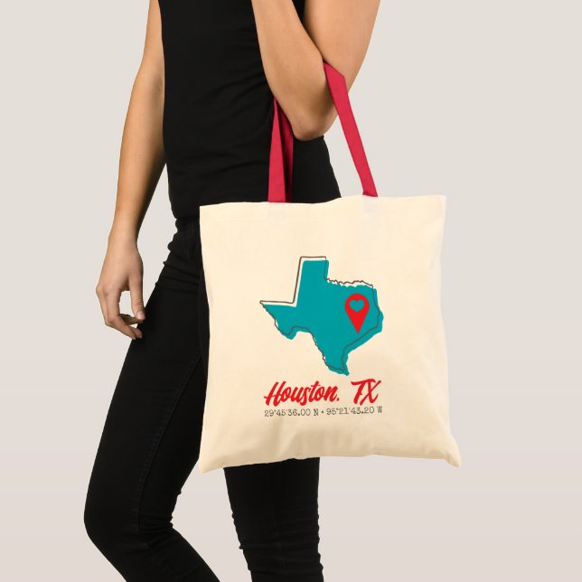 Custom Texas Heart Map Marker City Coordinates Tote Bag (Front (Product))