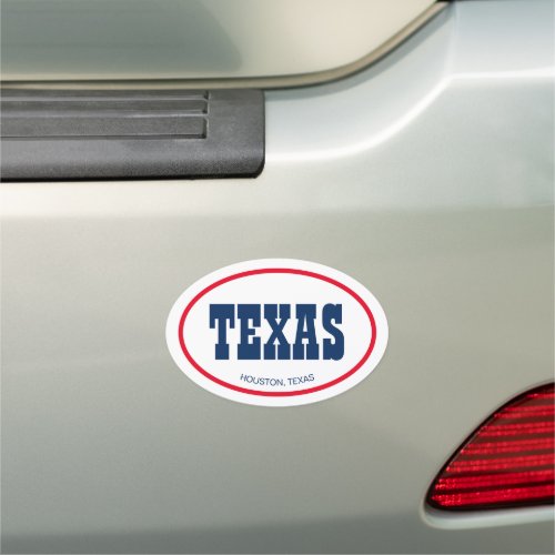 Custom Texas state or city name bumper Car Magnet