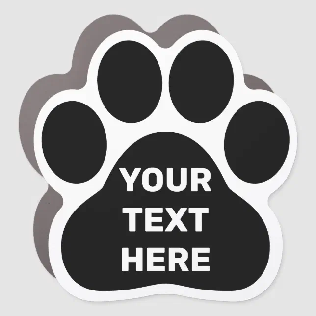 Custom Text 3 Lines Black Paw Print Sticker Car Magnet | Zazzle