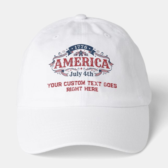 Custom text 4th of July 1776  Hat (Front)