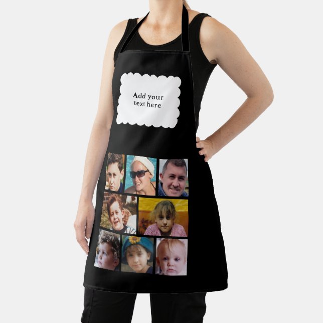 Custom text 8 photos white black apron (Insitu)