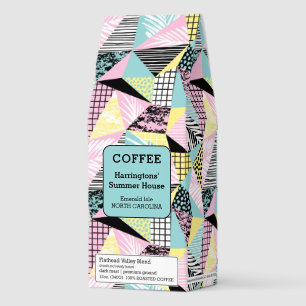 Custom Text Abstract Tropical Pattern Roasted Coffee