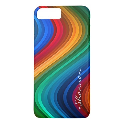 Custom Text Abstract Wavy Rainbow iPhone 7 case