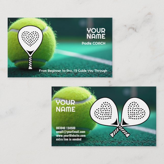 🎾Custom text,  Ace Your Game Padel Coach  Business Card (Front/Back)