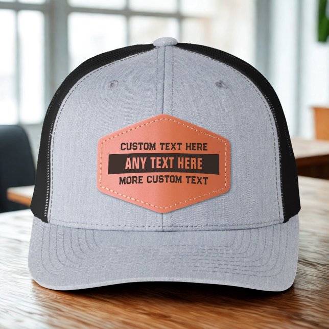 Custom Text Add Name, Date Business Simple Minimal Leather Patch Hat (Creator Uploaded)